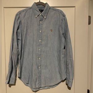 Polo Ralph Lauren Button Up Light Wash Denim Jean Chambray Shirt